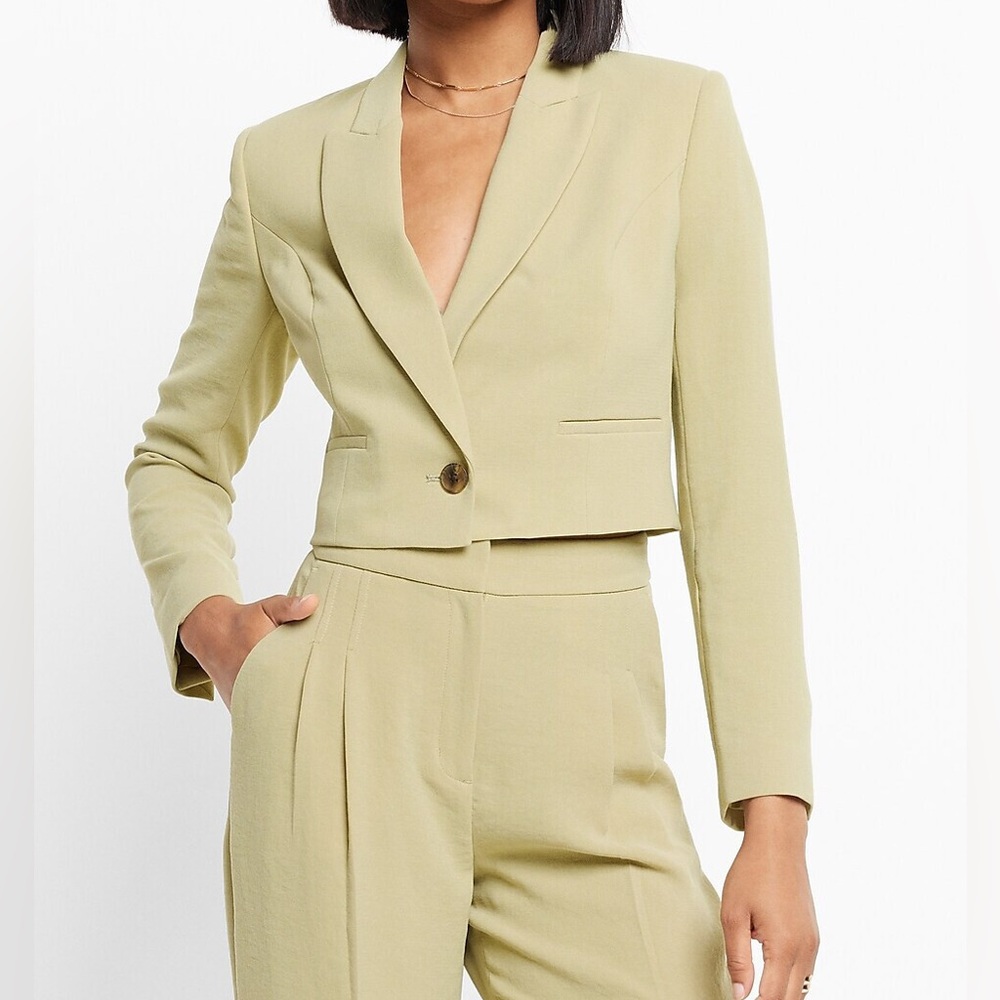 Express Green Cropped Blazer